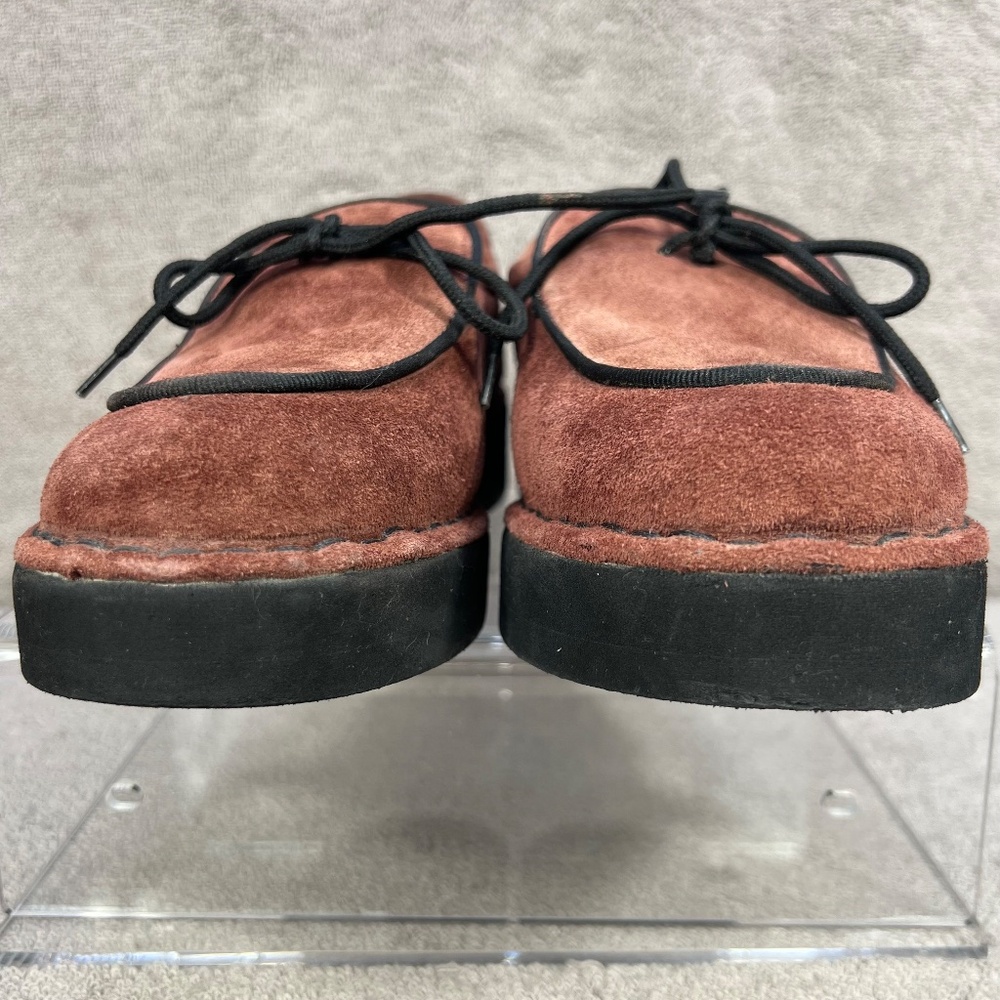 Vintage DKNY Suede Leather Platform Loafers 8.5 Rust Red Y2K 90s Vamp Goth Bows - Picture 3 of 12